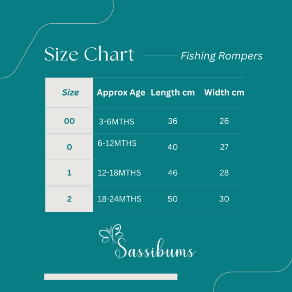 Fishing romper sizing chart