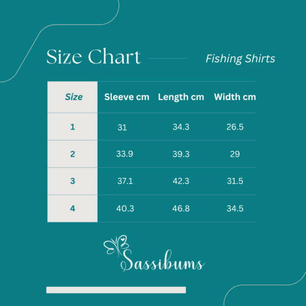 Sizing chart for toddler fishing shirt